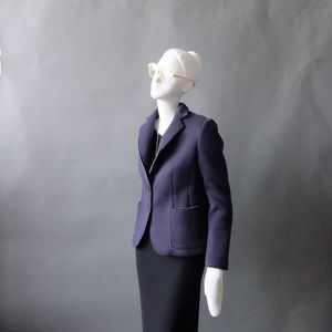 JIL SANDER Blue/ Black Neoprene "Navy" Blazer 4 6